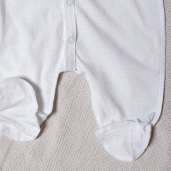 №М-466 Комбинезон-слип детский на кнопках с принтом, молочный, рост 56