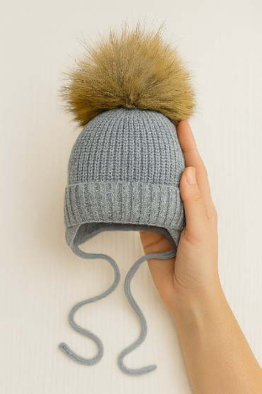 Б-298 Шапочка вязаная с понпоном 