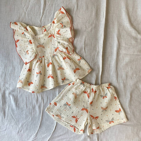 К-510 Костюм из муслина для девочки. Желтый