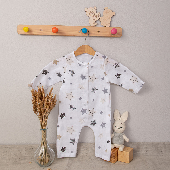 М-512 Комбинезон-слип из муслина, звезды, рост 56