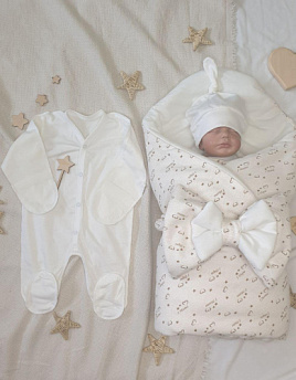 445 Комплект на выписку "I love Mam", молочный, лето