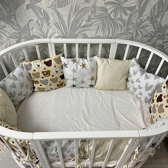 0332 Бортики в кроватку 12 шт с постельным бельем 