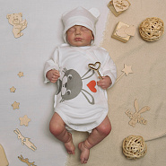 №Д-27 Боди длинный рукав на кнопках с принтом , рост 56