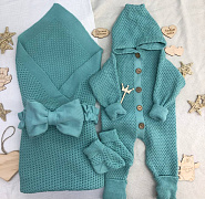 КВ-102 Вязанный комплект на выписку. Мята
