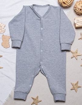 М-493 Комбинезон на кнопках с манжетами,цвет серый, от 6 мес