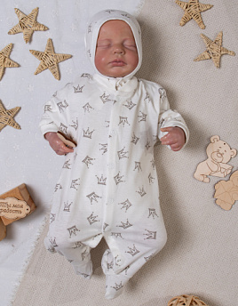 М-446 Комплект комбинезон-слип с чепчиком, короны