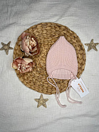 Б-301 Вязаная шапочка на завязках. Розовая