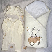 477 Комплект на выписку «Зайка-попрыгайка» муслин