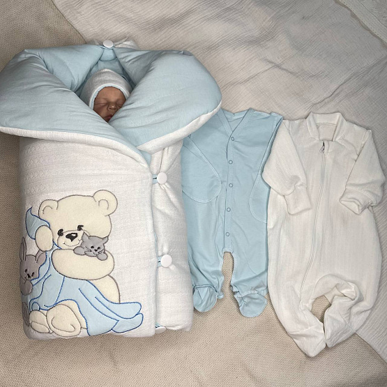 474 Комплект на выписку Обнимашка. Голубой