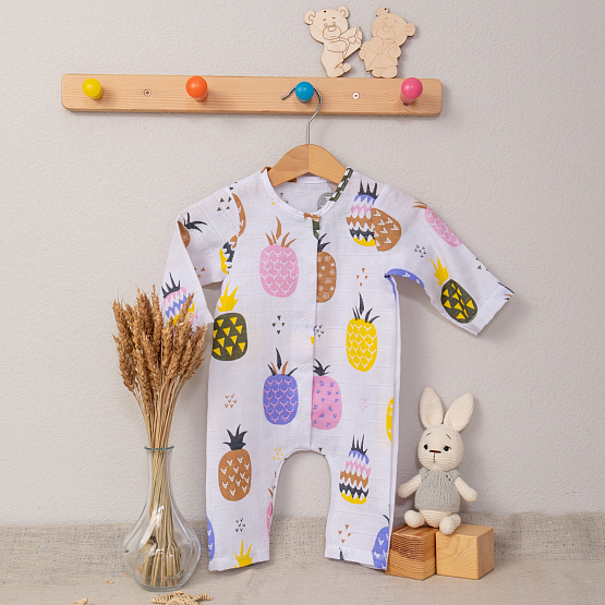 М-512 Комбинезон-слип из муслина, ананасы, рост 62