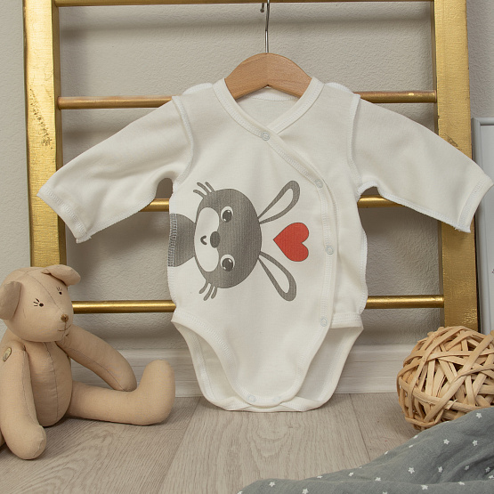 №Д-27 Боди длинный рукав на кнопках с принтом , рост 56