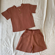 К-508 костюм из муслина однотонный. Шоколадный