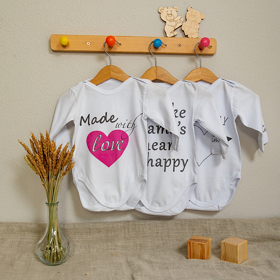 №Д-22 Боди с праздничным принтом, белый, рост 86