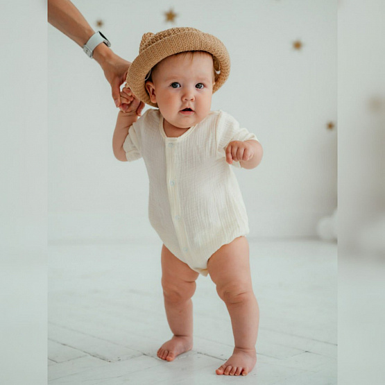 Д-38 Боди муслин, на кнопках. Молочный