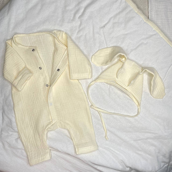 477 Комплект на выписку «Зайка-попрыгайка» муслин