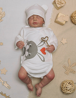 Д-27 Боди длинный рукав на кнопках с принтом  