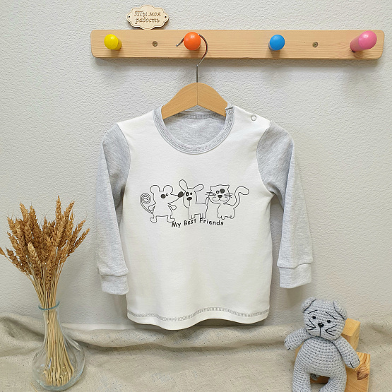 № КЛ-02 Лонгслив детский  на двух кнопках с принтом 