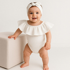 Боди с короткими рукавами, волан. 