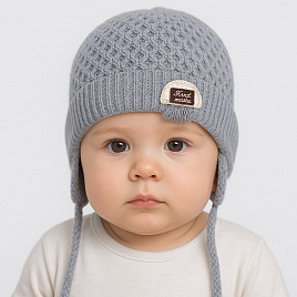 Б-304 Шапочка детская с нашивкой. Серая 