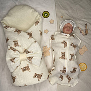 Арт. 465 Комплект на выписку Шоколадный Мишка, муслин