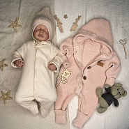 Б-301 Вязаная шапочка на завязках. Бежевая