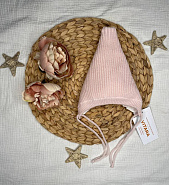 Б-302 Вязаная шапочка с хлопковым подкладом. Розовая