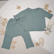К-331 Костюм штаны и рубашечка из муслина  мятный
