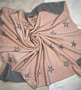 ПВ-41 Плед вязаный двухсторонний Звезда. Пудра/Серый