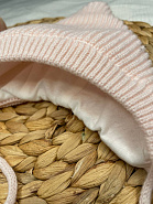 Б-302 Вязаная шапочка с хлопковым подкладом. Розовая