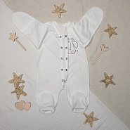 №М-466 Комбинезон-слип детский на кнопках с принтом, молочный, рост 56