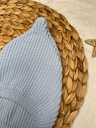 Б-301 Вязаная шапочка на завязках. Голубая