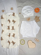 Арт. 465 Комплект на выписку Шоколадный Мишка, муслин