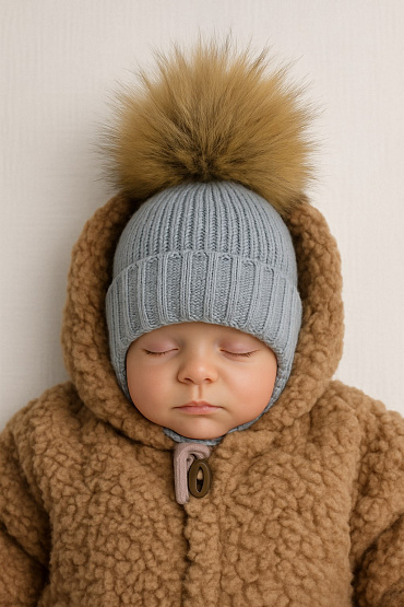 Б-298 Шапочка вязаная с понпоном 