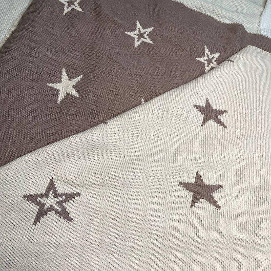 ПВ-41 Плед вязаный двухсторонний Звезда. Шоколад