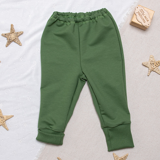 № Т-103, Брюки детские, футер двунитка, зеленый, рост 68