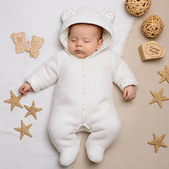 Комбинезон на кнопках «Плюшик» №М-464 молочный, рост 56