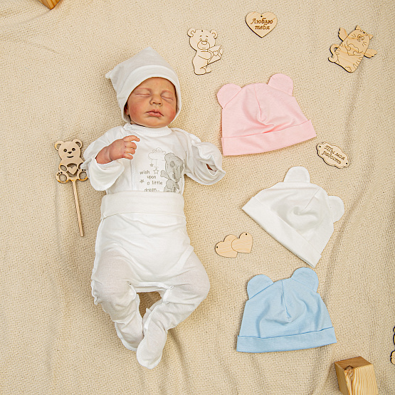 Шапочка с ушками мишки №Б-275, р.38-40, в ассорт.