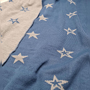 ПВ-41 Плед вязаный двухсторонний Звезда. Синий