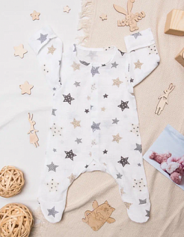 М-509 Комбинезон-слип муслин с закрытой ножкой, звезды